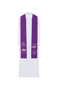 Stuła haftowana fioletowa 022