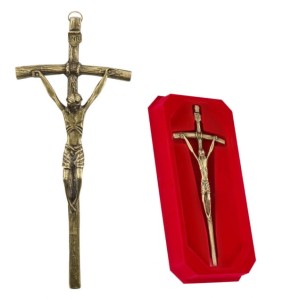 Krzyż "papieski" h 270 mm kolor stare złoto