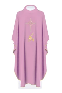 Ornat haftowany z symbolem IHS KOR/003. Różowy