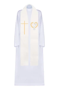 Stuła haftowana. Ślubna KST/219 Écru