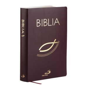 Biblia "z rybką" - oprawa balacron, bordowa, z kolorową wkładką ST i NT z przypisami