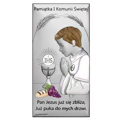 OBRAZEK SREBRNY na PIERWSZĄ KOMUNIĘ 6717/2OCOL