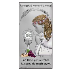 OBRAZEK SREBRNY na PIERWSZĄ KOMUNIĘ 6717/2ACOL