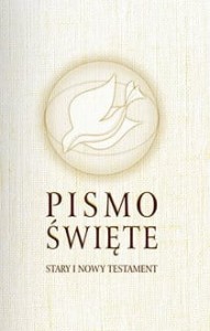 Pismo Święte Stary i Nowy Testament B5 - oprawa biała z obwolutą komunijną