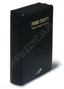 Pismo Święte ST i NT - format standard, paginatory, oprawa czarna skórzana na zamek