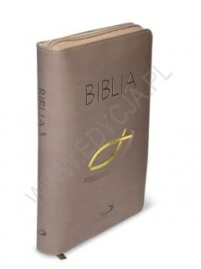 Biblia "z rybką" - oprawa flexy z suwakiem, złocona ST i NT z przypisami